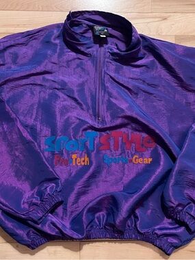 Vintage Sport Style Pro-Tech Purple Vintage Windbreaker Pullover